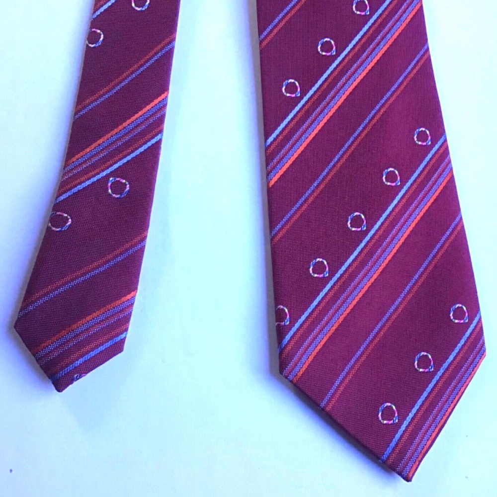Lancel Paris red striped all silk Tie.